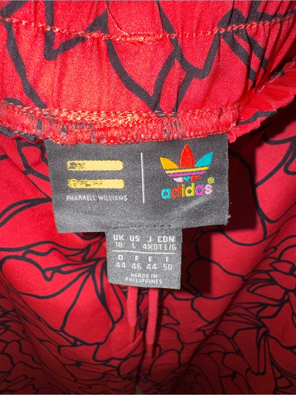 Pharrell Williams x Adidas Black Floral Red Track Pants - Picture 3 of 4